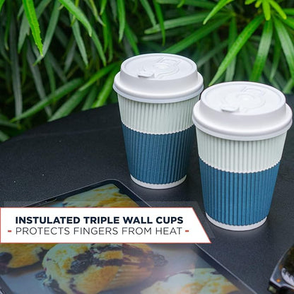 Disposable Coffee Cups With Lids - 12 oz To Go Coffee Cups With Sturdy Lids - Image 4