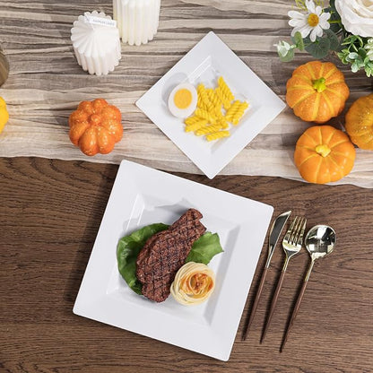 60PCS White Square Plastic Plates, Disposable Plates - Image 5