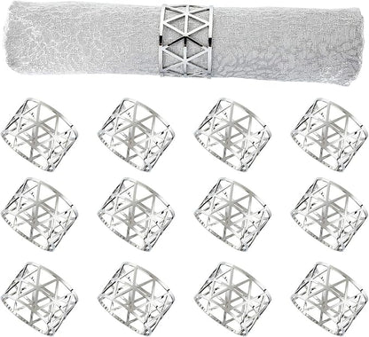 12 PCS Silver Napkin Rings Set Napkin Holders Metal Napkin Ring by Unknown