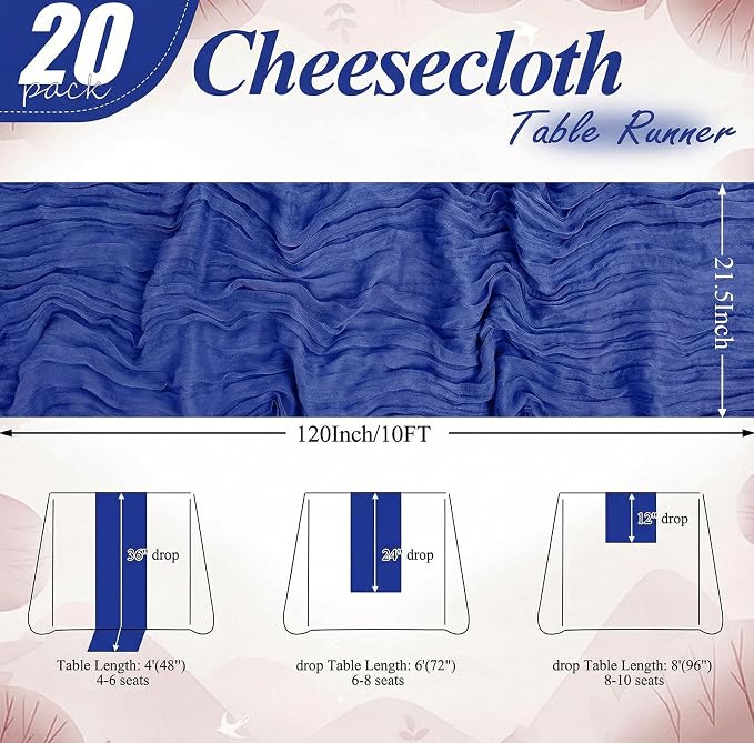 20 Packs Cheesecloth Table Runner 10FT Long Boho Gauze Fabric Table Runner - Image 4