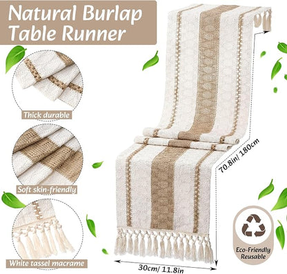 6 Sets Boho Decoration Placemats Round Woven Placemats, Cloth Napkins, Wood - Image 2