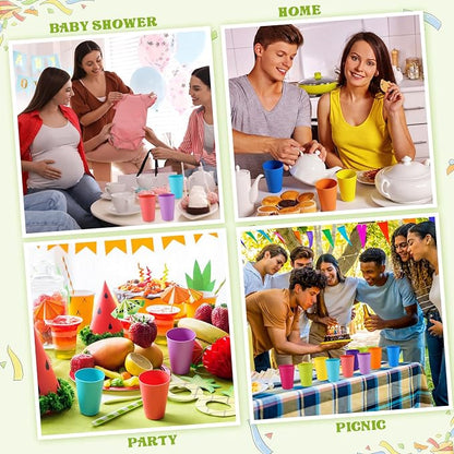 Patelai 150 Pcs Reusable Plastic Cups Drinking Cups Colorful Unbreakable Juice - Image 6