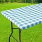 Smiry Rectangle Picnic Table Cloth, Elastic Waterproof Fitted Vinyl Tablecloths, Flannel Backed Buffalo Plaid Table Covers for Dining, Camping, Outdoor (White and Aqua, 36" x 72")