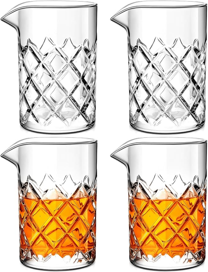 4 Pcs Cocktail Mixing Glass 24 oz Crystal Stirring Glass Thick Bottom Seamless by Dandat