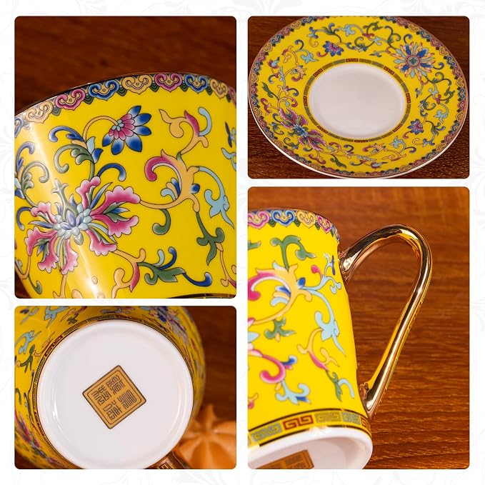 KAMMAK Tea Cup and Saucer, Ceramic Coffee Cups, Afternoon Tea and Entertaining - Image 4