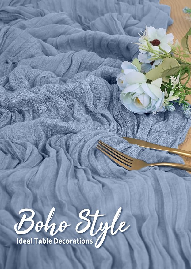 Pesonlook Cheesecloth Table Runner Dusty Blue, 20 Pack 17.7x108 inch, Long | - Image 5
