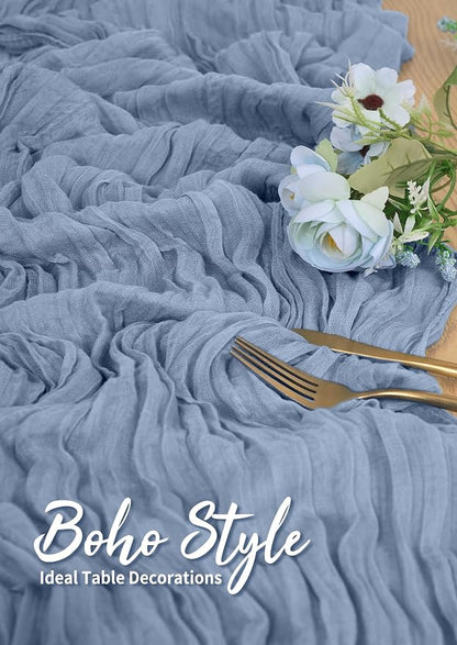 Pesonlook Cheesecloth Table Runner Dusty Blue, 20 Pack 17.7x108 inch, Long | - Image 5
