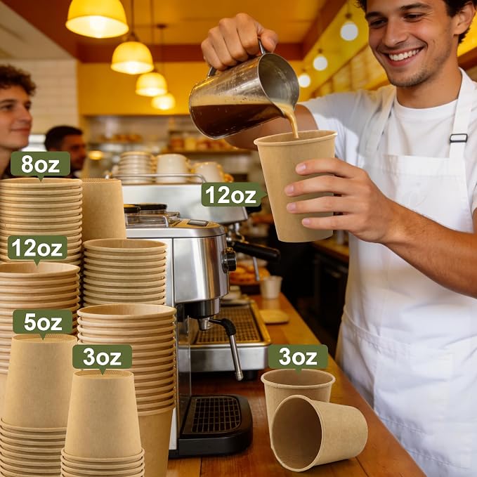 5 oz 600 Pack Disposable Coffee Cups, Bulk Brown Disposable Paper Cups - Image 8