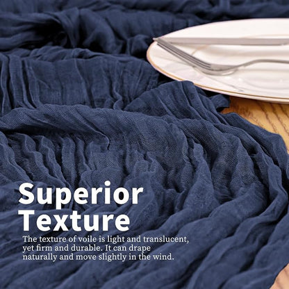 8 Pack Navy Blue Table Runner 17 x 108inch Cheesecloth Table Runner Boho Gauze - Image 2