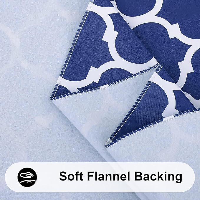 Smiry Rectangle Table Cloth, Waterproof Vinyl Tablecloth with Flannel Backing for Rectangle Tables, Wipeable Spillproof Plastic Tablecloths for Dining, Camping, Indoor and Outdoor (54"x120", Navy)