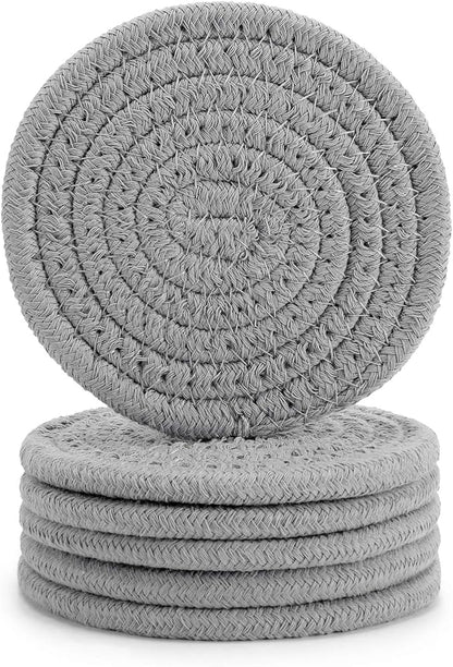 ABenkle Woven Coasters for Drinks Set of 6, Boho Absorbent Drinking Coaster by ABenkle