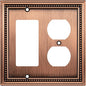Henne Bery Sunken Pearls Heavy Duty Decorative Wall Plate Switch Plate Outlet Cover (Decorator/Duplex, Antique Copper)