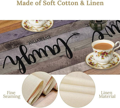 Daisy Floral Table Runner, Rustic Purple Wild Flowers Wooden Boho Spring - Image 6