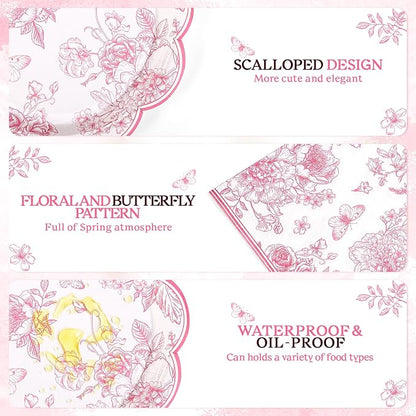 NatNarr 25 Set Pink Floral Party Supplies Include Plates Napkins Cups | - Image 3