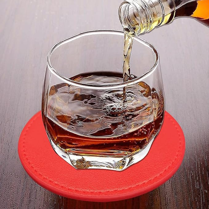 Coasters Set of 6 Soft Leather Drink Coaster Round Coaster - Image 9