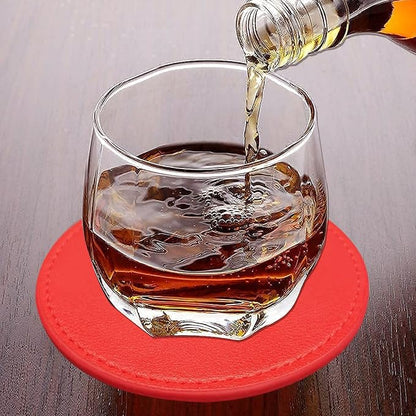 Coasters Set of 6 Soft Leather Drink Coaster Round Coaster - Image 9