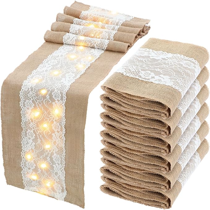 Xinnun 6 Pack Burlap Table Runner by Xinnun