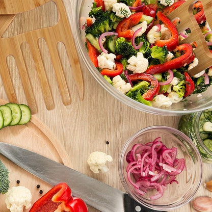 2 Pieces Bamboo Salad Hands, Salad Servers Bamboo Serving Hands Latest Gripper - Image 5