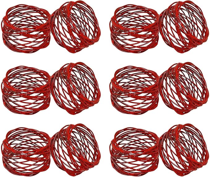 ITOS365 Handmade Round Red Mesh Napkin Rings Set of 12 Holder by ITOS365