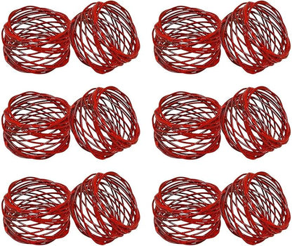 ITOS365 Handmade Round Red Mesh Napkin Rings Set of 12 Holder by ITOS365