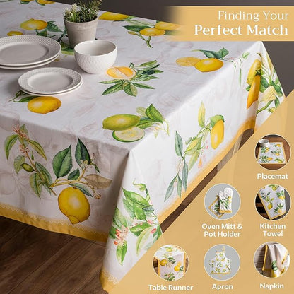 Maison d' Hermine Table Cloth Rectangle Table 100% Cotton 70 x 120 Inches Tablecloth Reusable Decorative for Dining Room Farmhouse Home Valentines Day Decorations Spring Summer - Limoncello