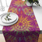 YCness Mandala Table Runner Abstract Colorful Modern Art Golden Purple Kitchen by YCness