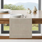 Linen Textured Border Table Runner, 14 x 72 Inch Natural | Mitered Corner Design by ZEEMARTONLINE