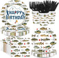 250Pcs Gone Fishing Birthday Party Decorations, Serves 50 | Gone Fishing Plates by Greencian