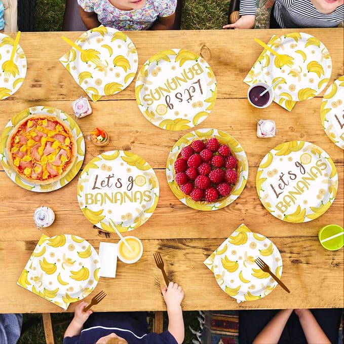 96 Pcs Yellow Banana Themed Party Decorations, Serves 24 | Banana Birthday - Image 7