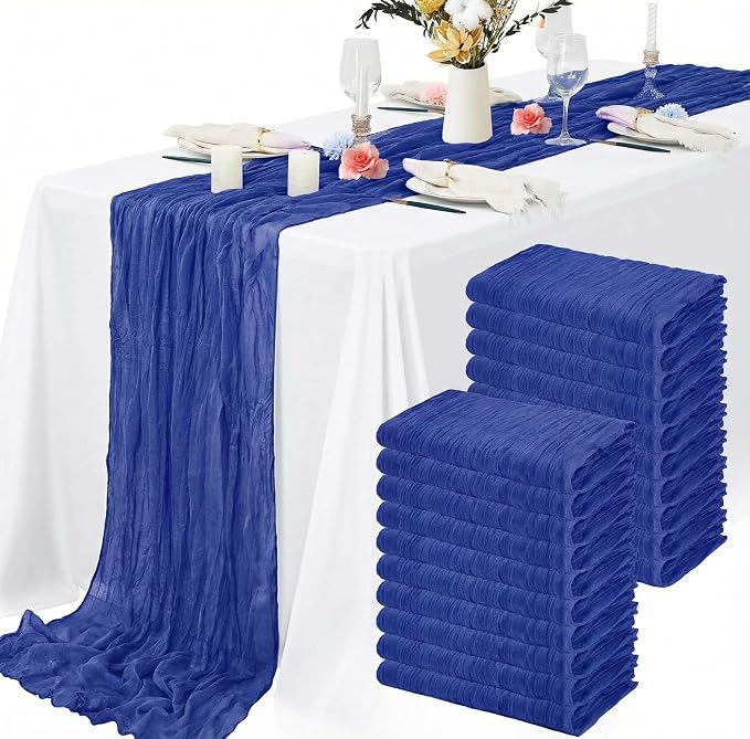 20 Packs Cheesecloth Table Runner 10FT Long Boho Gauze Fabric Table Runner by Lamshionow