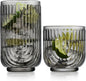 16 Piece Smoke Glassware Set, Beautiful Art Deco Black Drinking Glasses by Glavers