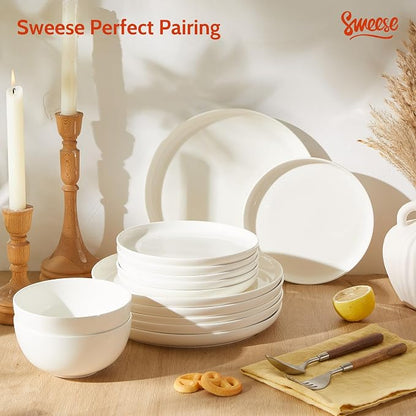 Sweese Porcelain Dessert Plates, 7.4 Inch Lightweight Round Salad Plates Set of - Image 9