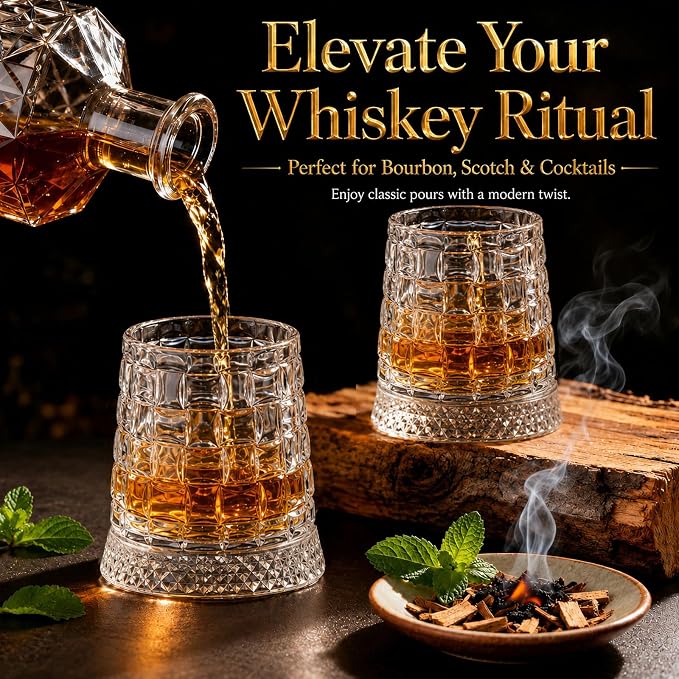Spinning Whiskey Glasses, Rotating Glass, - Image 5