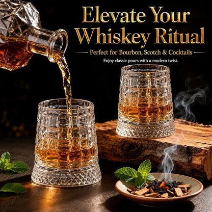 Spinning Whiskey Glasses, Rotating Glass, - Image 5