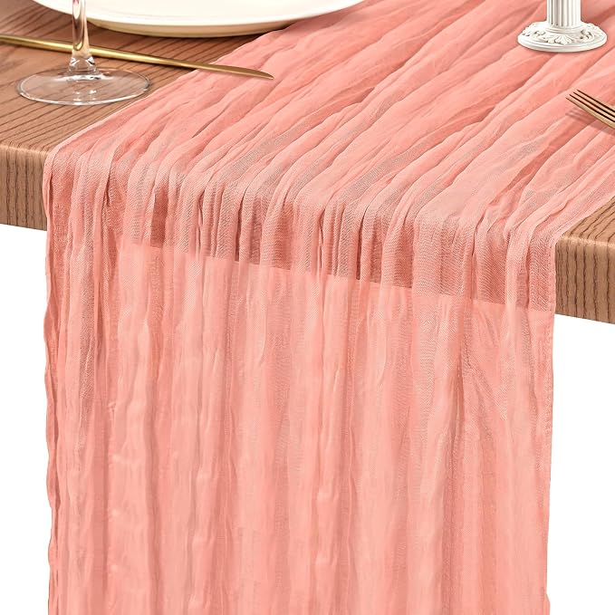4 Pack Cheesecloth Table Runner 10FT Coral Table Runner Boho Gauze Cheese Cloth - Image 9