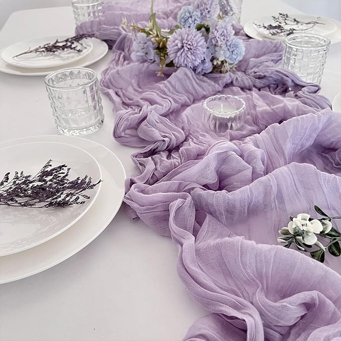 6 Pack Grape Purple Cheesecloth Table Runner 35 x 120 Inch | Boho Gauze Fabric - Image 7