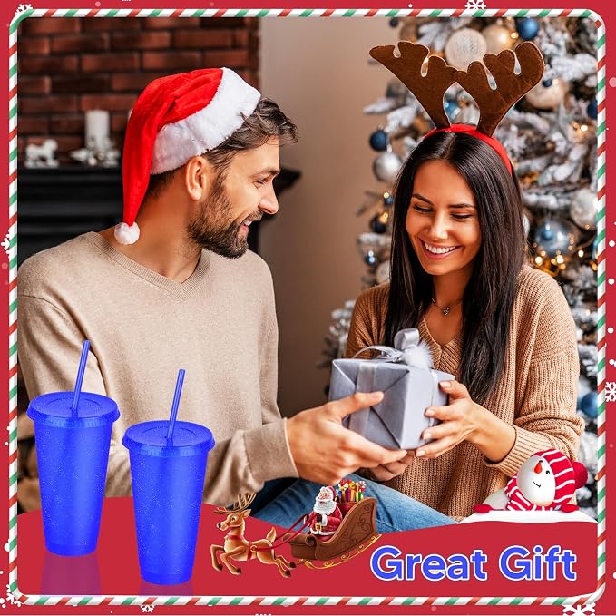 24 Pack Plastic Tumblers with Lids and Straws, Reusable Colorful Cups - Image 7