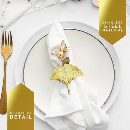 Set of Four Ginkgo Leaf Gold Napkin Rings - Image 7
