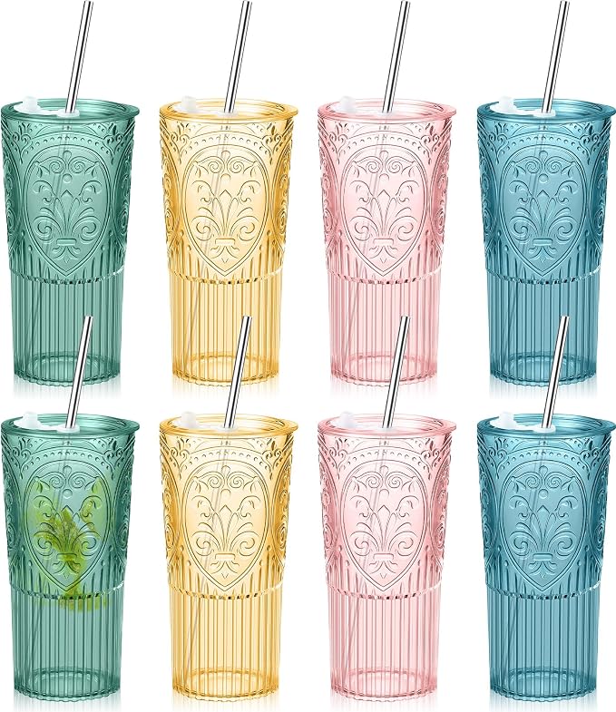 8 Set 20oz Vintage Plastic Tumbler by Unknown