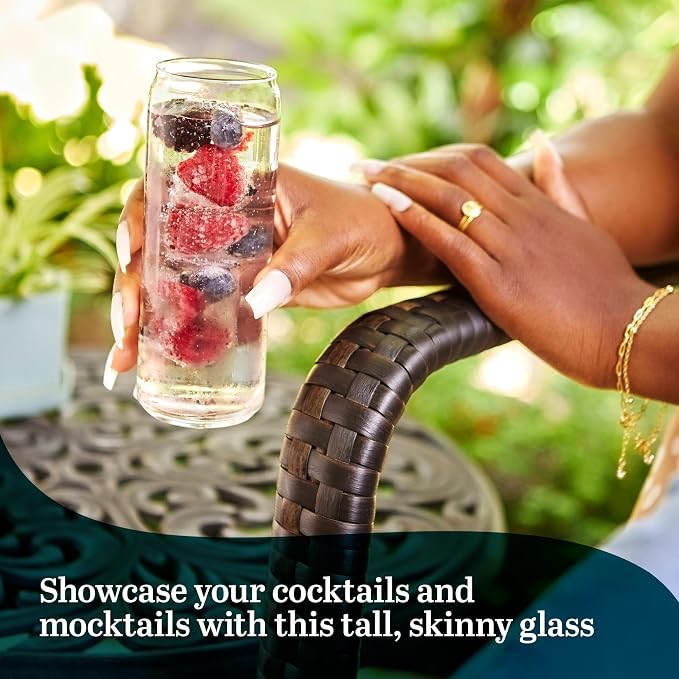 Libbey Classic Slim Beer Can Glasses, 12.5 oz Tall Drinking Glasses Set of 6 - Image 2