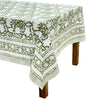 ATOSII Noori Green 100% Cotton Tablecloth, Block Print Rectangle Table Cover for Dining, Parties, Weddings, Outdoors, Holidays, 60 X 108 Inches, 8 Seater I Grandmillennial Preppy Boho Farmhouse Summer