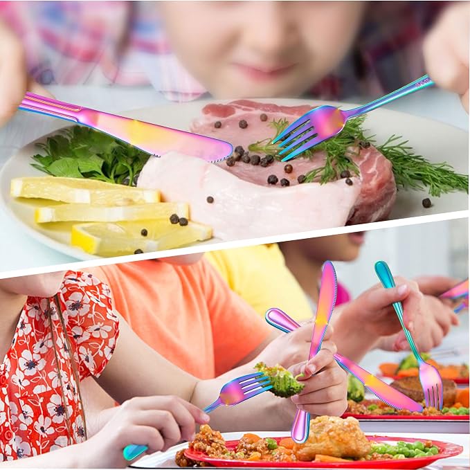 LIANYU 15-Piece Rainbow Kids Silverware Set, Toddler Utensil Flatware Set | - Image 4