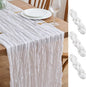 Asee'm 3pcs Ivory White Cheesecloth Table Runner Summer 10FT Gauze Rustic | by Aseem