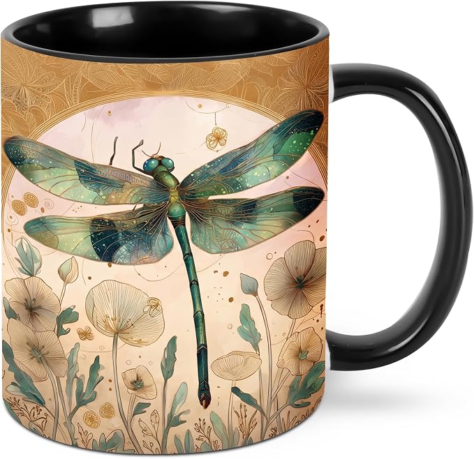 Dragonfly Coffee Mug 11 Ounce Mugs Ceramic Tea Cup Drinking Water Cups | Novelty by FyLybois