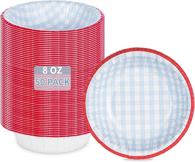50 Pack Small Paper Bowls, 8 Oz Disposable Soup Bowl, Soak Proof, Microwave by Unknown