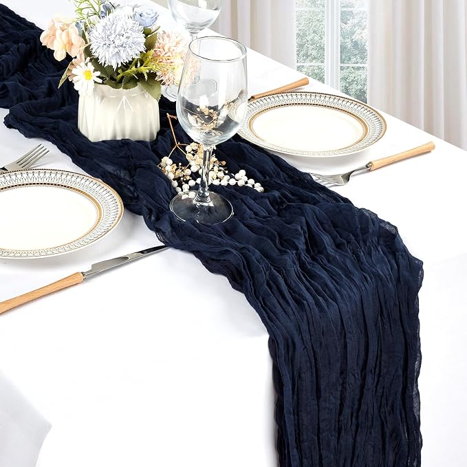 12 Pack Navy Blue Cheesecloth Table Runner 17 x 108 Inch | Boho Gauze Cheese - Image 3