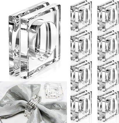 Set of 12 Heavy Crystal Glass Napkin Rings, Bridal Shower, Engagement Party & by Unknown