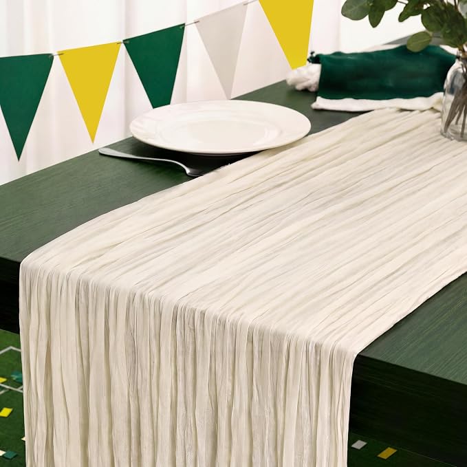 6 Pack Ivory White Cheesecloth Table Runner 120 Inch Boho Wedding Decor | by Fixwal