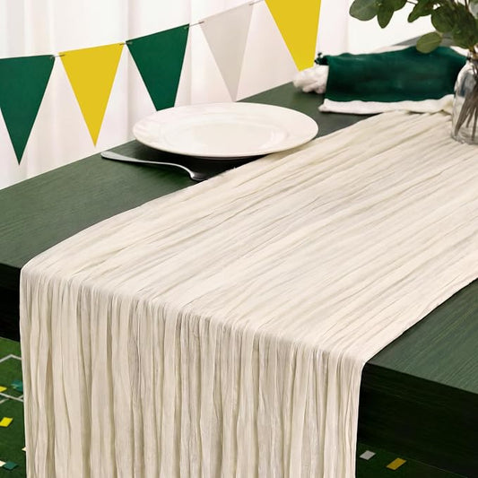 10 Pack Ivory White Cheesecloth Table Runner 120 Inch Boho Wedding Decor | by Fixwal
