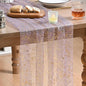 Artoid Mode Grayish Purple Gold Gauze Table Runner 120 Inch 10FT, Glitter Metallic Foil Sheer Dining Wedding Anniversary Holiday Birthday Table Decor for Home Party